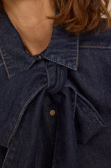 DARIA PUSSY BOW DENIM BLOUSE