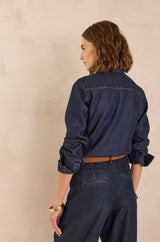 DARIA PUSSY BOW DENIM BLOUSE