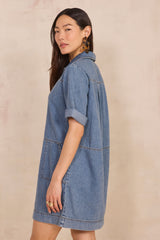 LIGHT WASH DENIM STRAIGHT DRESS