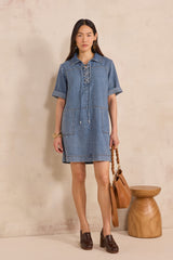 LIGHT WASH DENIM STRAIGHT DRESS