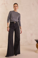 ROMAIN BLACK WIDE-LEG JEANS