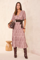 LOUMIA PRINTED WRAP LONG DRESS