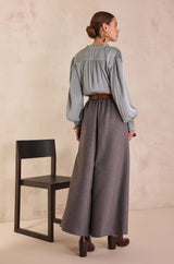 TATIANA MOUSE GREY WIDE-LEG TROUSERS
