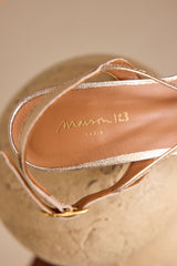 SUNNY IRIDESCENT HEELED LEATHER SANDALS