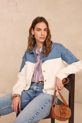 MARILOU PALE PURPLE COTTON STRIPED BLOUSE