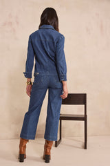 ROSIE CROPPED STRIPED STRAIGHT COTTON TROUSERS