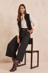 TIMEO BLACK WIDE CROPPED TROUSERS