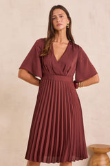 BERTILLE ROSEWOOD PLEATED DRESS