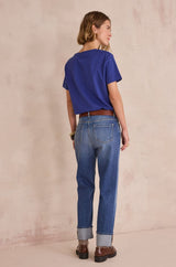 DELIA STONE USED CROPPED DENIM