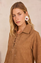 BRISE CINNAMON SUEDE LEATHER DRESS