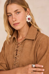 BRISE CINNAMON SUEDE LEATHER DRESS