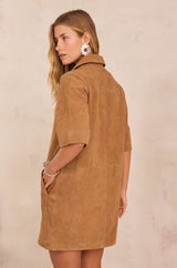 BRISE CINNAMON SUEDE LEATHER DRESS