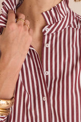 DOUCE BURGUNDY STRIPED COTTON BLOUSE