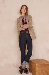 DOUCE BURGUNDY STRIPED COTTON BLOUSE