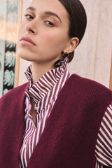 DOUCE BURGUNDY STRIPED COTTON BLOUSE