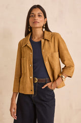 CLARA 3/4 SLEEVE LEATHER SHIRT