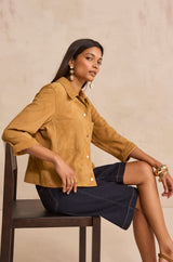 CLARA 3/4 SLEEVE LEATHER SHIRT