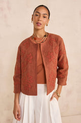 VITALIE RUST EMBROIDERED COTTON JACKET