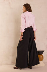 TIPHAINE BLACK WIDE-LEG TROUSERS