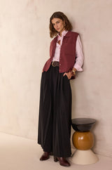 TIPHAINE BLACK WIDE-LEG TROUSERS