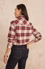 DENIS BURGUNDY CHECKED SHIRT