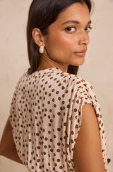 BELGIA ECRU POLKA DOT DRESS