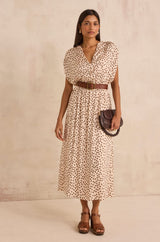 BELGIA ECRU POLKA DOT DRESS