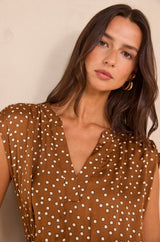 BELGIA CARAMEL POLKA DOT DRESS
