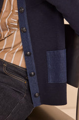 ALEXIANE NAVY BLENDED WOOL CARDIGAN
