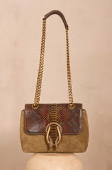 LEON MINI KHAKI LEATHER BAG