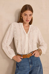 MAGUY EMBROIDERED COTTON BLOUSE