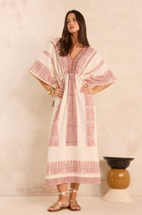 MAE STRAIGHT EMBROIDERED COTTON DRESS