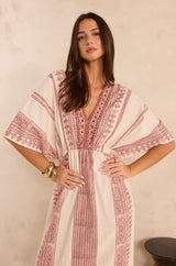 MAE STRAIGHT EMBROIDERED COTTON DRESS