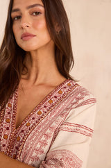 MAE STRAIGHT EMBROIDERED COTTON DRESS