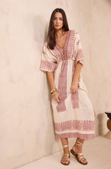 MAE STRAIGHT EMBROIDERED COTTON DRESS