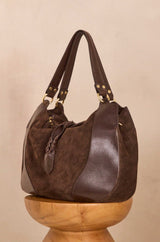 VICTOR CHOCOLATE LEATHER TOTE BAG