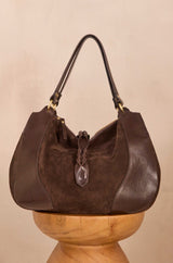 VICTOR CHOCOLATE LEATHER TOTE BAG
