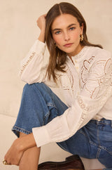 MARTHA CREAM EMBROIDERED COTTON BLOUSE