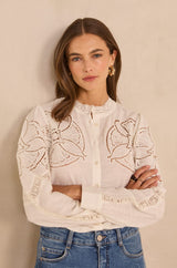 MARTHA CREAM EMBROIDERED COTTON BLOUSE