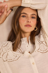 MARTHA CREAM EMBROIDERED COTTON BLOUSE