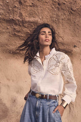 MARTHA CREAM EMBROIDERED COTTON BLOUSE