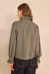 MARCIA KHAKI STRIPED BLOUSE