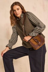 MARCIA KHAKI STRIPED BLOUSE