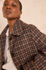 CONSTANT LONG PLAID MIXED WOOL COAT