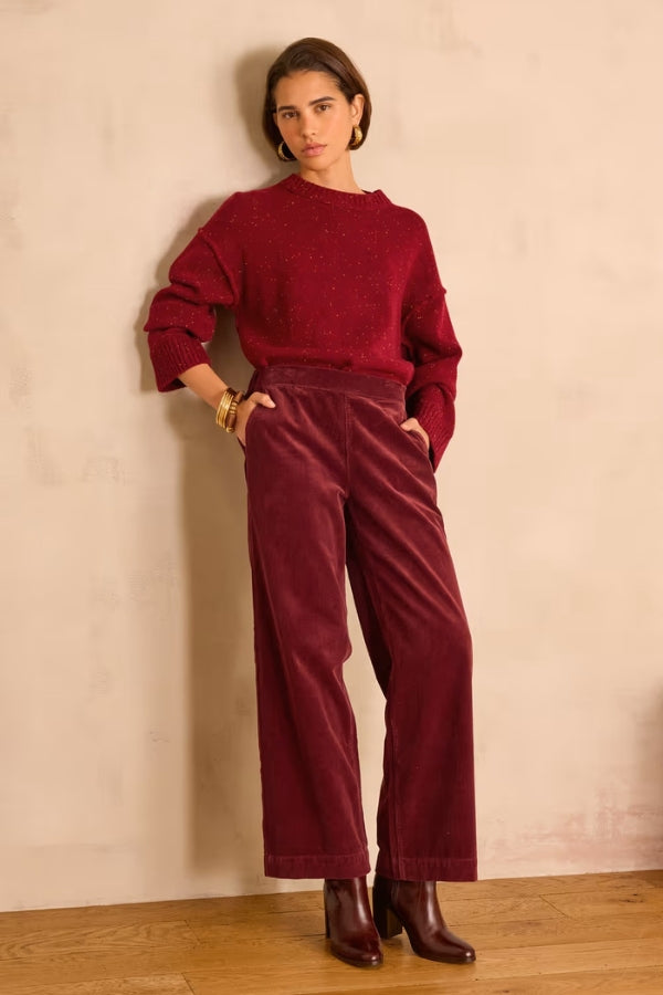 MARTIN BURGUNDY WIDE-LEG CORDUROY TROUSERS