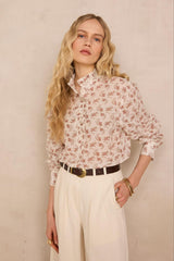 SALIE PRINTED LONG-SLEEVE COTTON BLOUSE