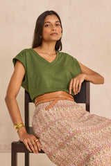 DELYA GREEN COTTON T-SHIRT