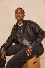 OSCAR OVERSIZED GRAIN LEATHER JACKET