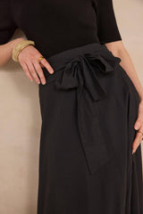 ORELIE COTTON TIE-WAIST TRAPEZE SKIRT