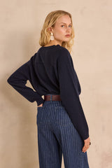 BARY NAVY V-NECK CASHMERE SWEATER